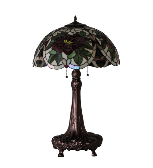 Meyda Tiffany Lighting 230476 Renaissance Rose Three Light Table Lamp Lamp Bronze / Dark