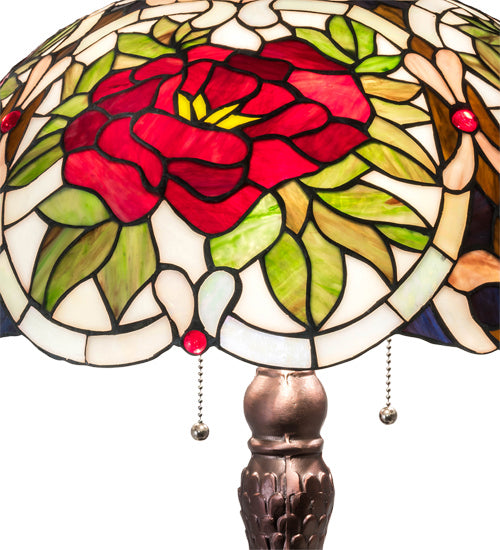 Meyda Tiffany Lighting 230476 Renaissance Rose Three Light Table Lamp Lamp Bronze / Dark