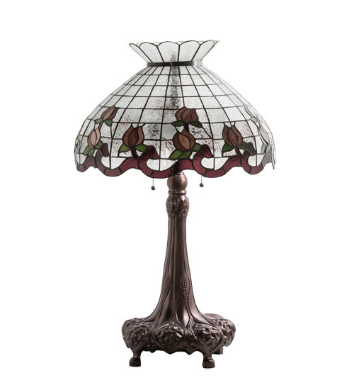 Meyda Tiffany Lighting 230639 Roseborder Three Light Table Lamp Lamp Bronze / Dark