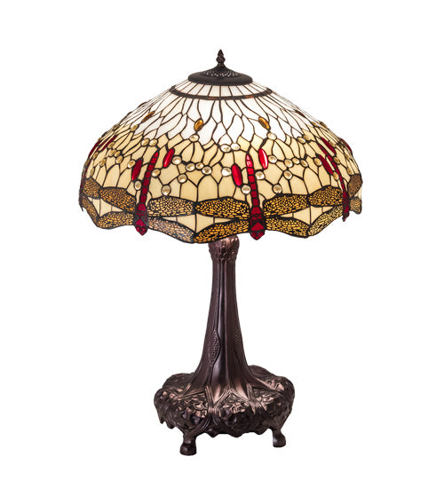 Meyda Tiffany Lighting 31664 Tiffany Hanginghead Dragonfly Three Light Table Lamp Lamp Bronze / Dark