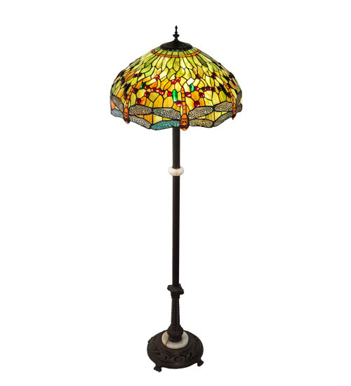 Meyda Tiffany Lighting 37702 Tiffany Hanginghead Dragonfly Three Light Floor Lamp Lamp Bronze / Dark