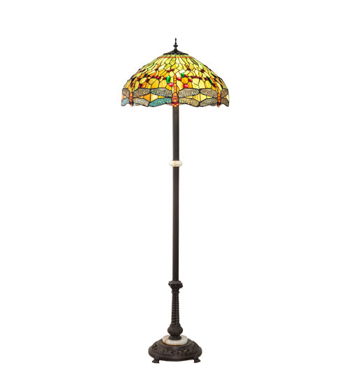 Meyda Tiffany Lighting 37702 Tiffany Hanginghead Dragonfly Three Light Floor Lamp Lamp Bronze / Dark