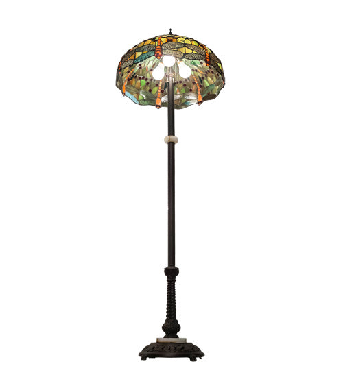 Meyda Tiffany Lighting 37702 Tiffany Hanginghead Dragonfly Three Light Floor Lamp Lamp Bronze / Dark