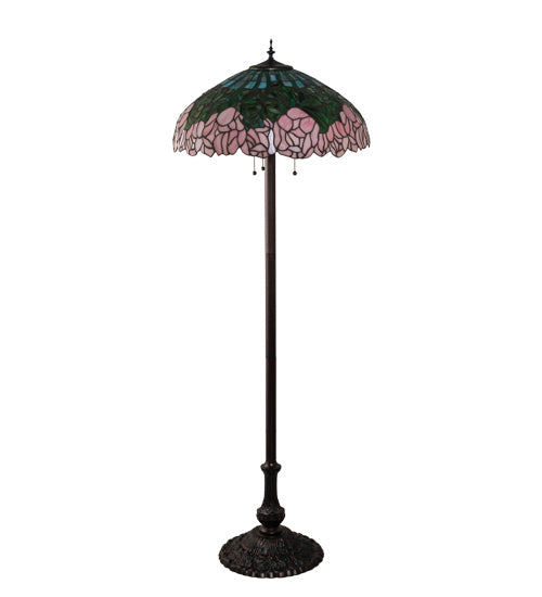 Meyda Tiffany Lighting 37706 Tiffany Cabbage Rose Three Light Floor Lamp Lamp Bronze / Dark