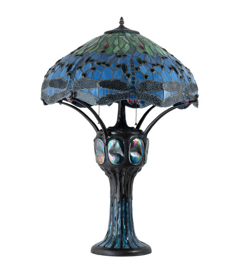 Meyda Tiffany Lighting 37946 Hanginghead Dragonfly Three Light Table Lamp Lamp Bronze / Dark