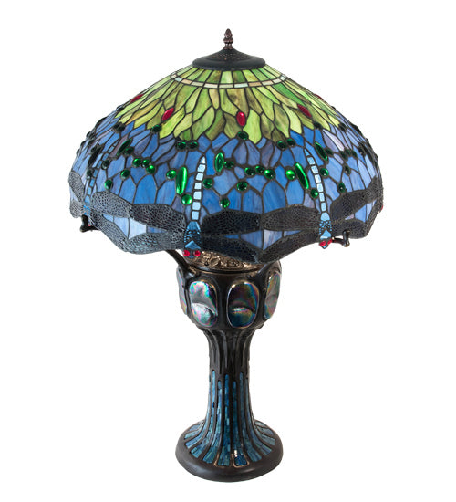 Meyda Tiffany Lighting 37946 Hanginghead Dragonfly Three Light Table Lamp Lamp Bronze / Dark