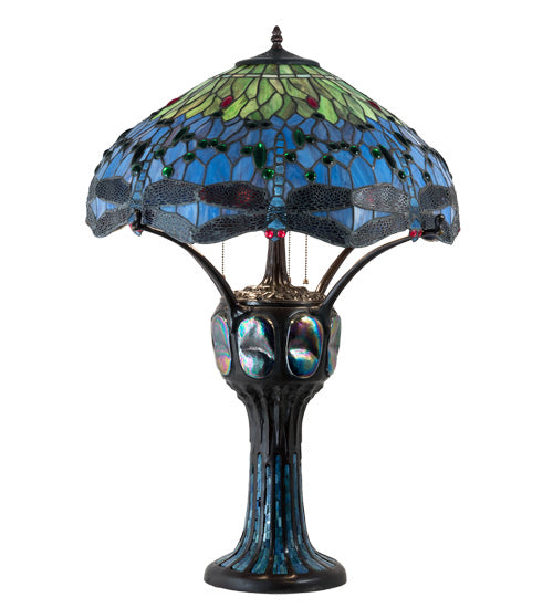 Meyda Tiffany Lighting 37946 Hanginghead Dragonfly Three Light Table Lamp Lamp Bronze / Dark