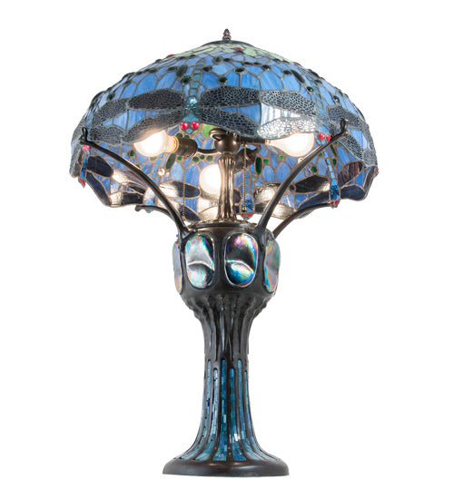 Meyda Tiffany Lighting 37946 Hanginghead Dragonfly Three Light Table Lamp Lamp Bronze / Dark