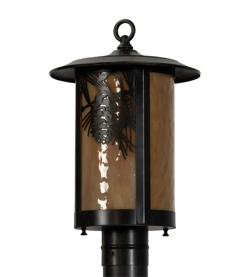 Meyda Tiffany Lighting 90592 Winter Pine One Light Post Mount Outdoor Bronze / Dark