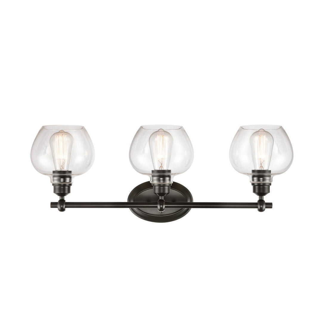 Innovations 438-3W-BK-CL-LED Bath Vanity Light 28 in. wide - Matte Black
