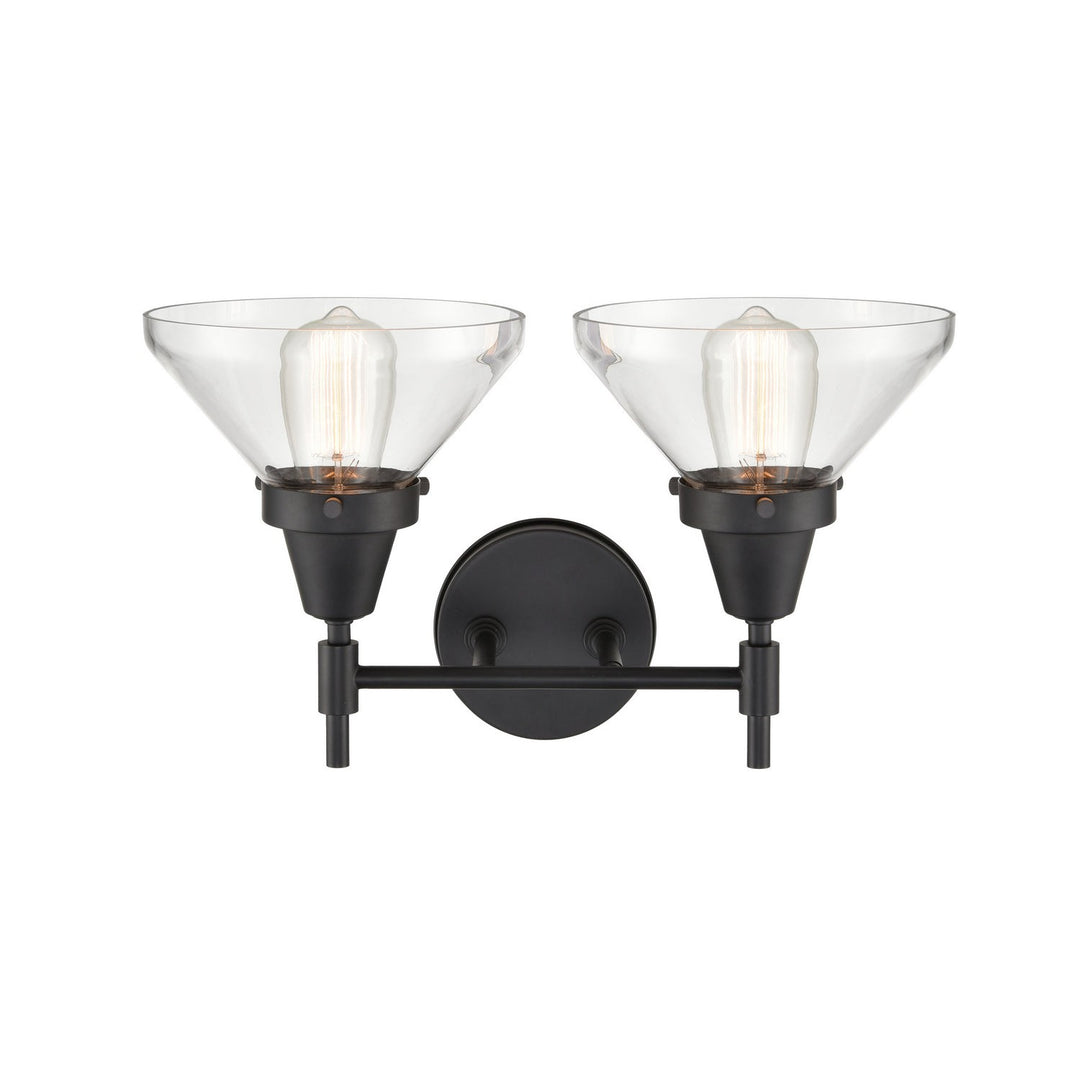 Innovations Caden 447-2W-BK-CL-LED Bath Vanity Light 17 in. wide - Matte Black