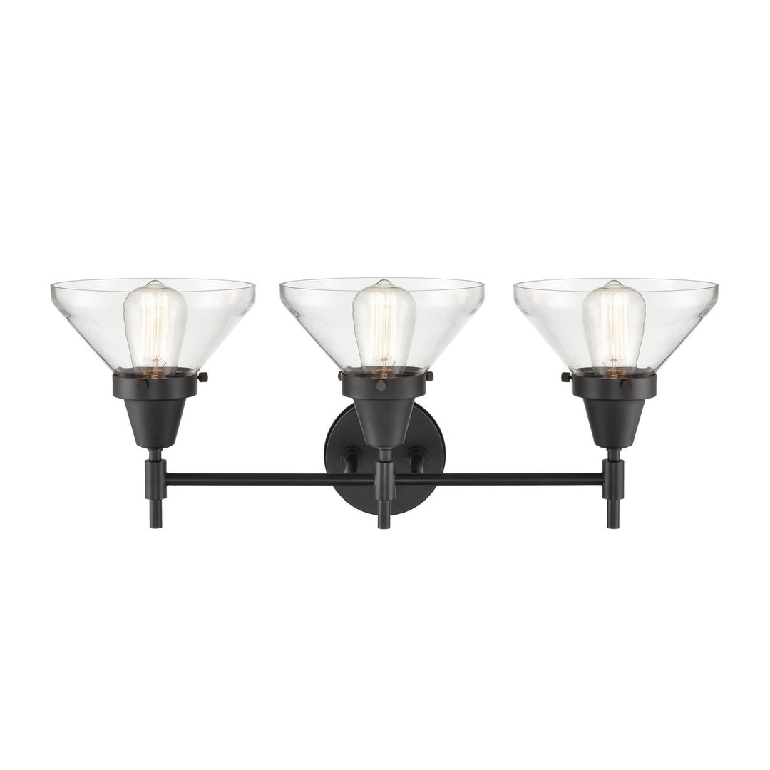 Innovations Caden 447-3W-BK-CL-LED Bath Vanity Light 26 in. wide - Matte Black