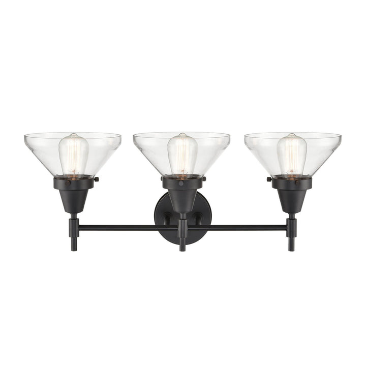 Innovations Caden 447-3W-BK-CL-LED Bath Vanity Light 26 in. wide - Matte Black