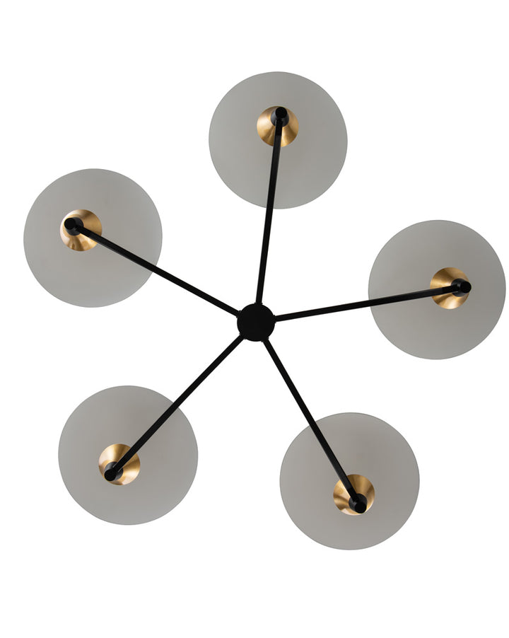 Kalco Redding 513671BWB Chandelier Light - Matte Black w White and Brass Accent