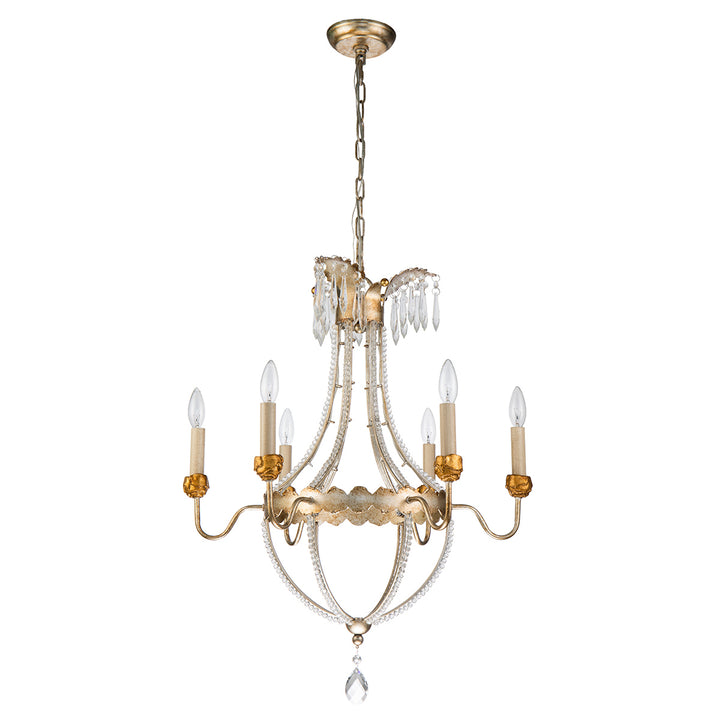 Lucas+McKearn Louis Ch1035-6 Chandelier Light - Distressed Silver and Gold