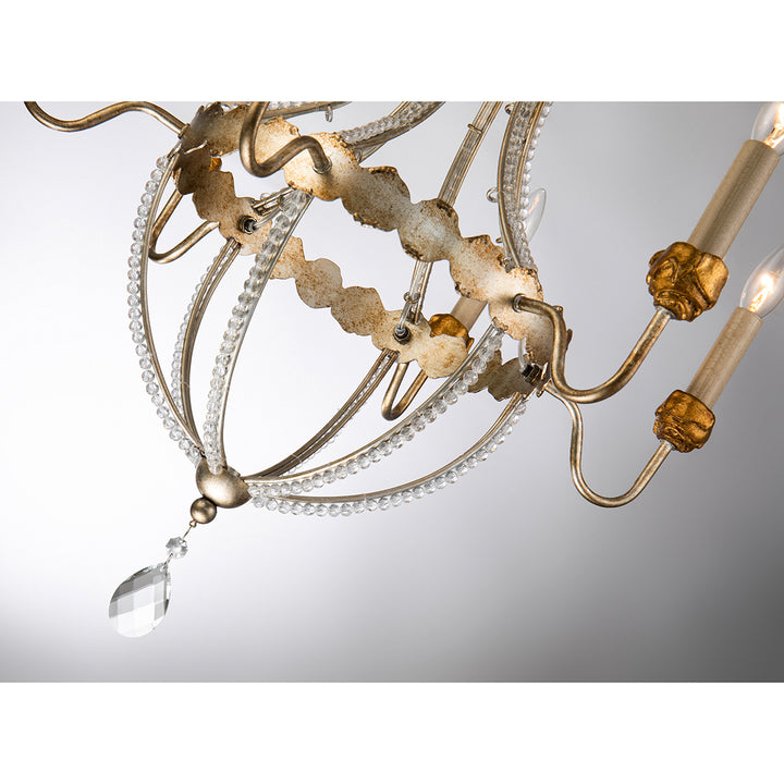 Lucas+McKearn Louis Ch1035-6 Chandelier Light - Distressed Silver and Gold