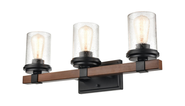 Millennium Taos 3803-MB/WG Bath Vanity Light 23 in. wide - Matte Black/Wood Grain