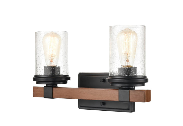 Millennium Taos 3802-MB/WG Bath Vanity Light 15 in. wide - Matte Black/Wood Grain