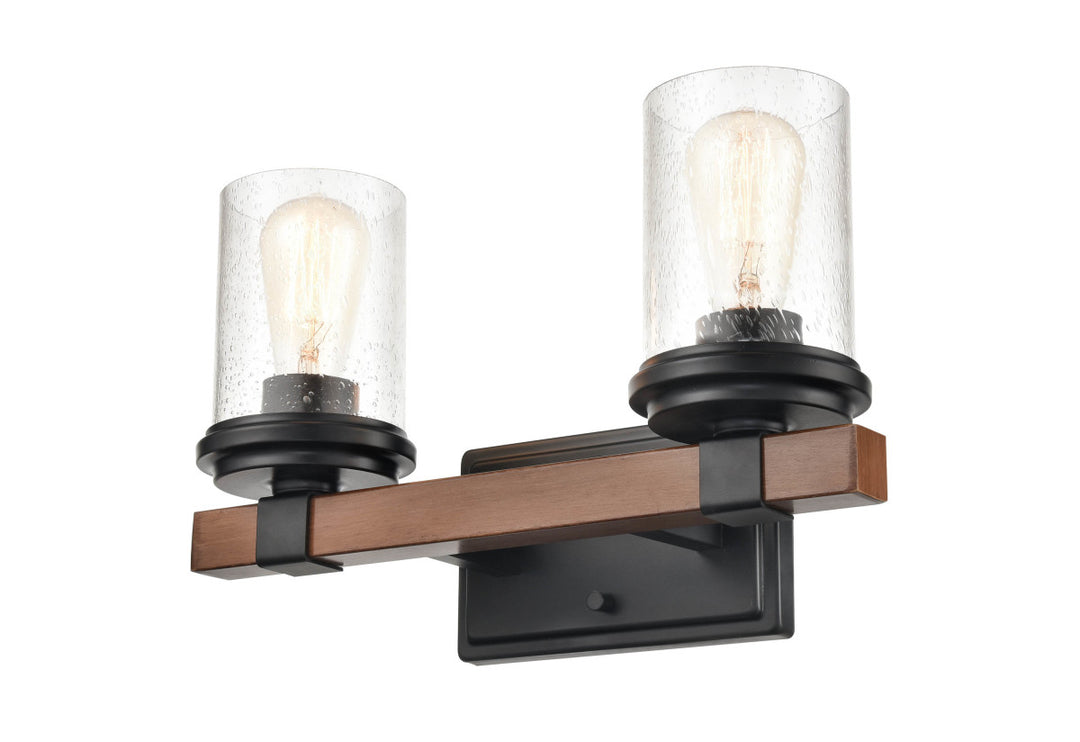 Millennium Taos 3802-MB/WG Bath Vanity Light 15 in. wide - Matte Black/Wood Grain