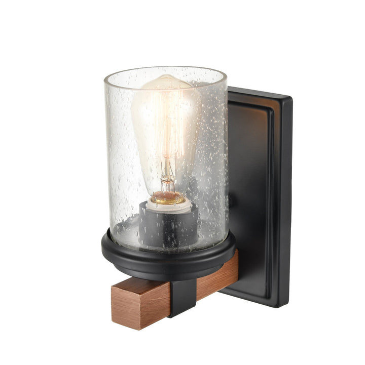 Millennium Taos 3801-MB/WG Wall Light - Matte Black/Wood Grain