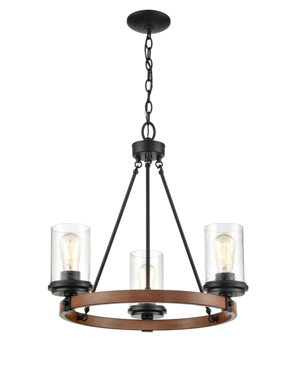 Millennium Taos 3823-MB/WG Chandelier Light - Matte Black/Wood Grain