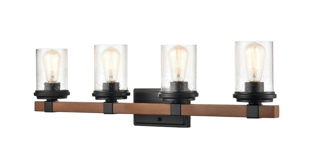 Millennium Taos 3804-MB/WG Bath Vanity Light 32 in. wide - Matte Black/Wood Grain