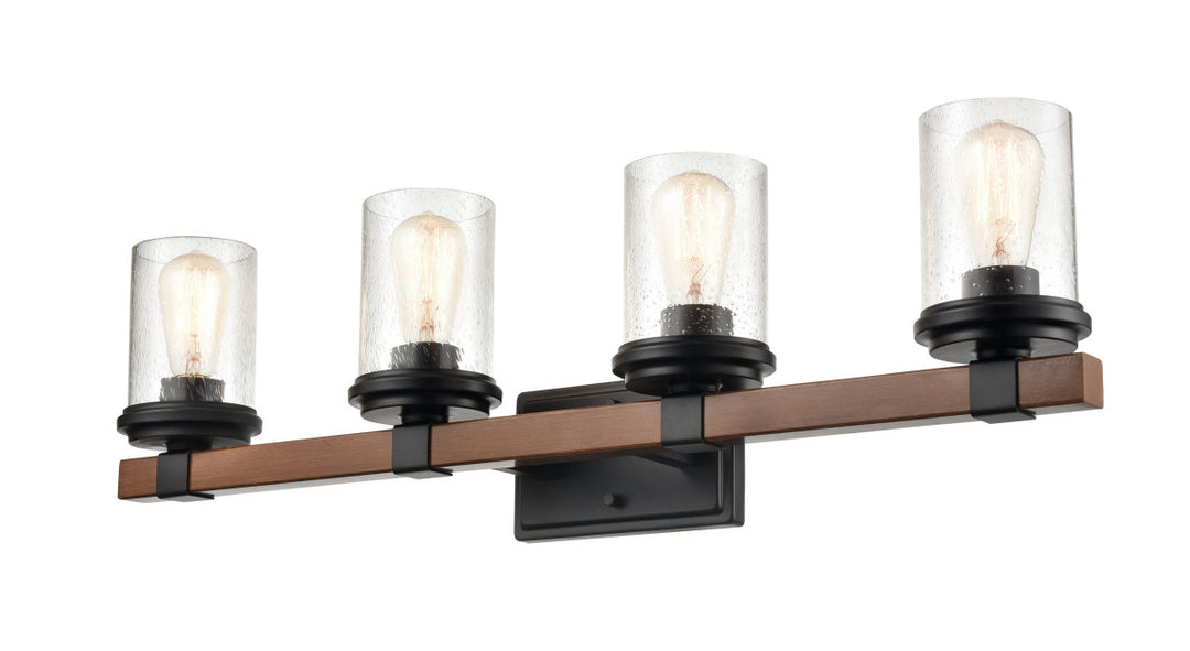 Millennium Taos 3804-MB/WG Bath Vanity Light 32 in. wide - Matte Black/Wood Grain