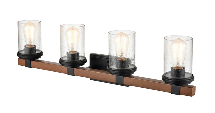 Millennium Taos 3804-MB/WG Bath Vanity Light 32 in. wide - Matte Black/Wood Grain