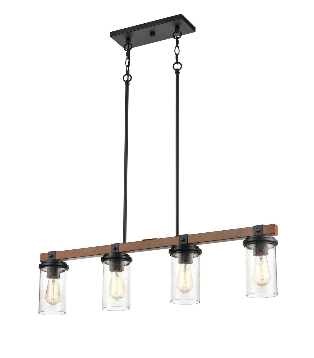 Millennium Taos 3824-MB/WG Pendant Light - Matte Black/Wood Grain