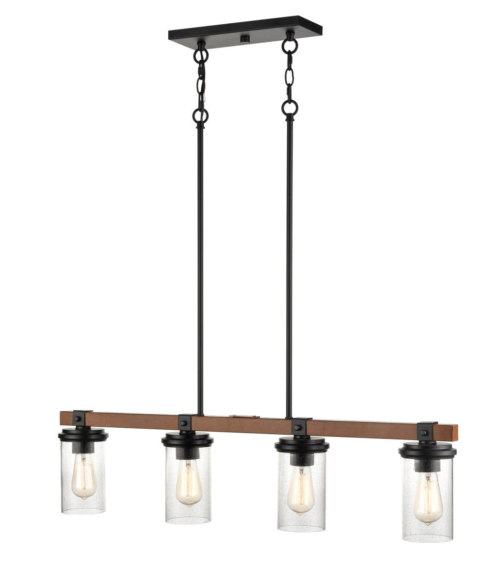 Millennium Taos 3824-MB/WG Pendant Light - Matte Black/Wood Grain