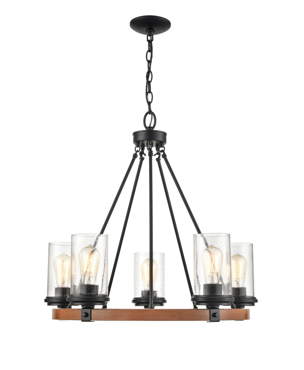 Millennium Taos 3825-MB/WG Chandelier Light - Matte Black/Wood Grain