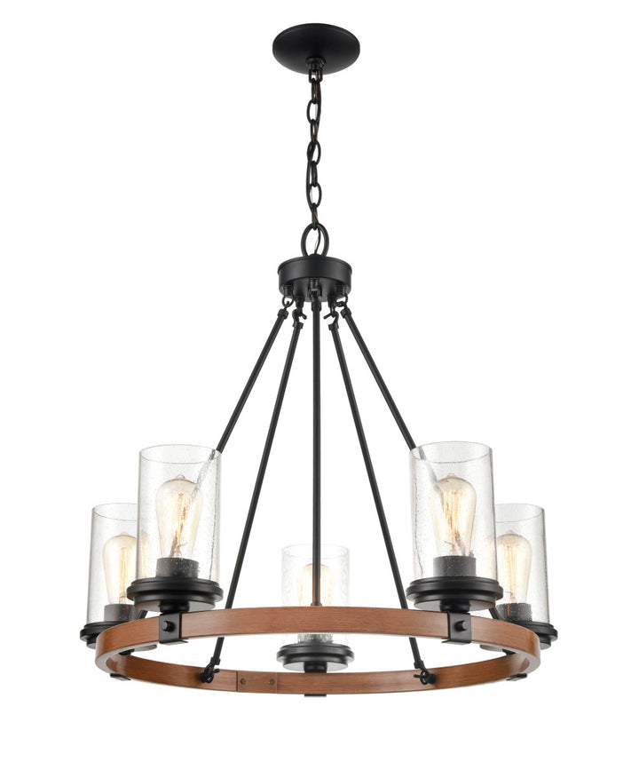 Millennium Taos 3825-MB/WG Chandelier Light - Matte Black/Wood Grain