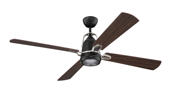 Craftmade Beckett BEC52FBBNK4 Ceiling Fan 52 - Flat Black/Brushed Polished Nickel, Grey Walnut/Grey Walnut/