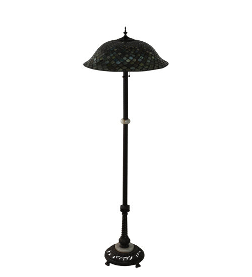 Meyda Tiffany Lighting 229070 Fishscale Three Light Floor Lamp Lamp Bronze / Dark