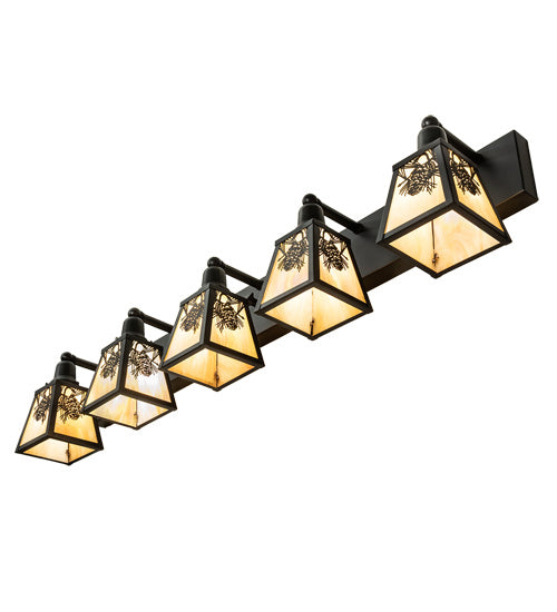 Meyda Tiffany Winter Pine 230171 Bath Vanity Light 48 in. wide - Craftsman Brown,Oil Rubbed Bronze