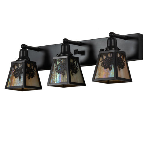 Meyda Tiffany Winter Pine 230172 Bath Vanity Light 28 in. wide - Craftsman Brown,Oil Rubbed Bronze