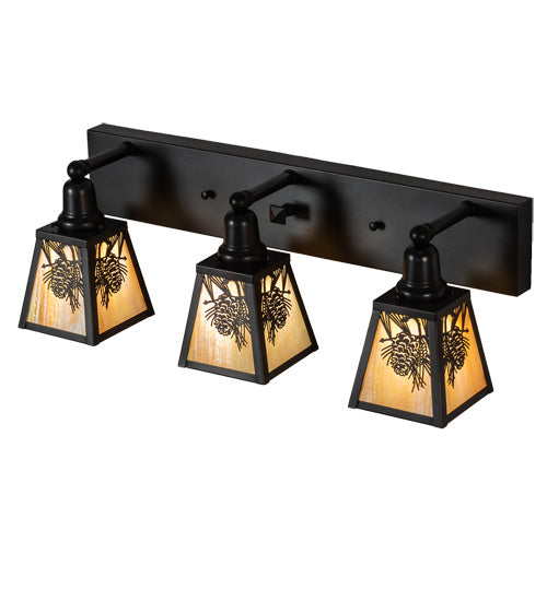 Meyda Tiffany Winter Pine 230172 Bath Vanity Light 28 in. wide - Craftsman Brown,Oil Rubbed Bronze