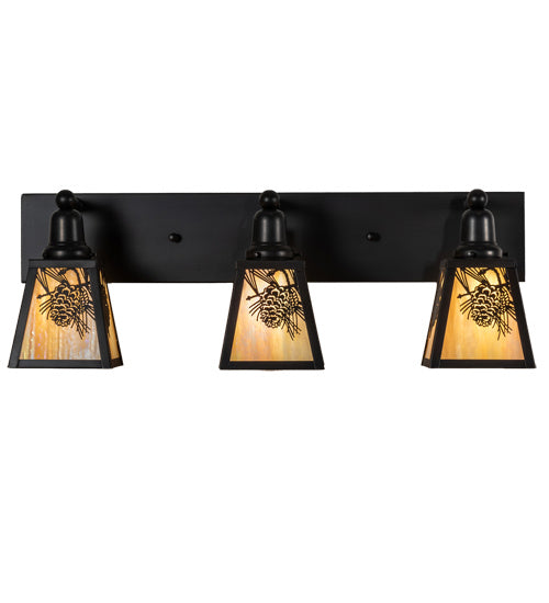 Meyda Tiffany Winter Pine 230172 Bath Vanity Light 28 in. wide - Craftsman Brown,Oil Rubbed Bronze