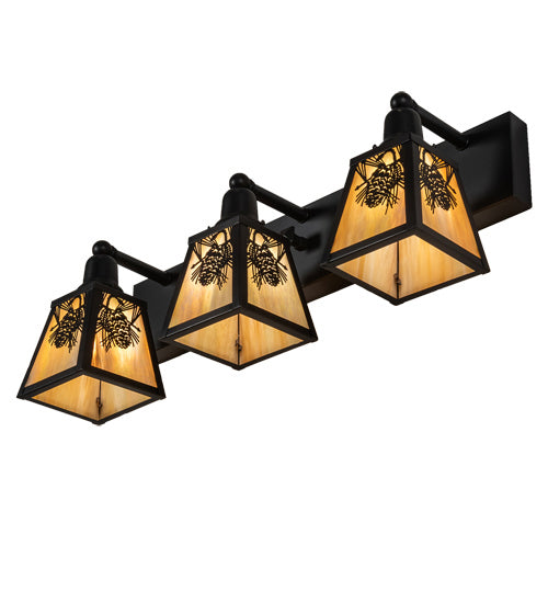 Meyda Tiffany Winter Pine 230172 Bath Vanity Light 28 in. wide - Craftsman Brown,Oil Rubbed Bronze