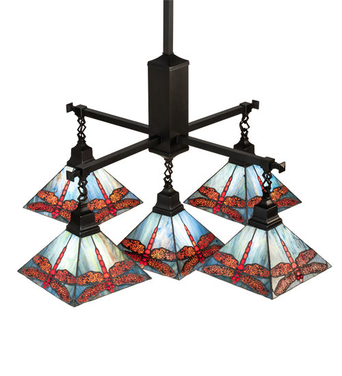 Meyda Tiffany Prairie Dragonfly 230380 Chandelier Light - Craftsman Brown
