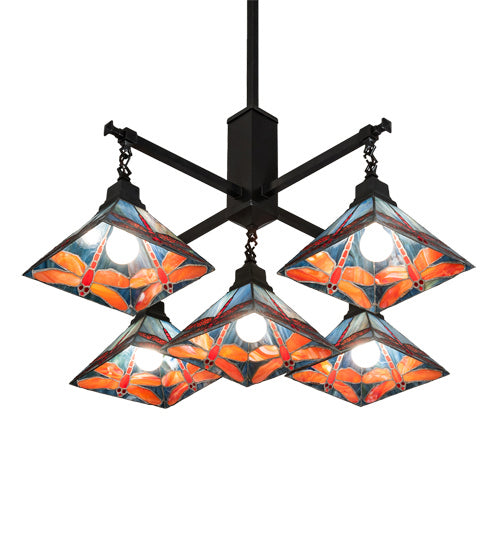 Meyda Tiffany Prairie Dragonfly 230380 Chandelier Light - Craftsman Brown