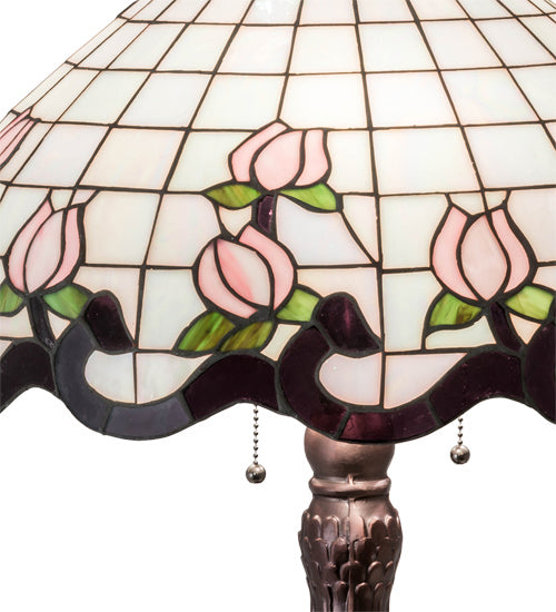 Meyda Tiffany Lighting 230471 Roseborder Three Light Table Lamp Lamp Bronze / Dark