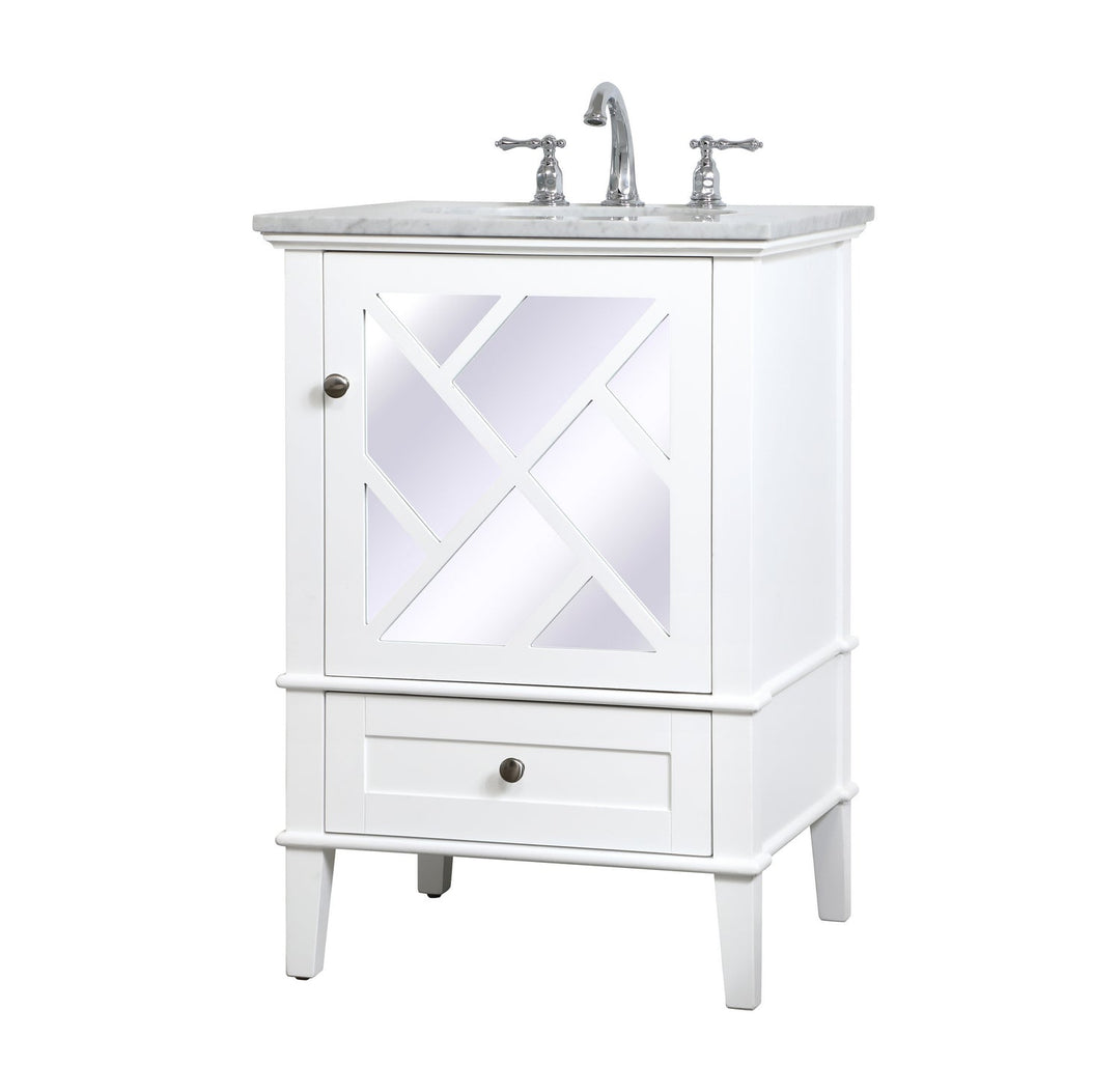 Elegant Lighting VF30224WH Luxe Single Bathroom Vanity Plumbing White