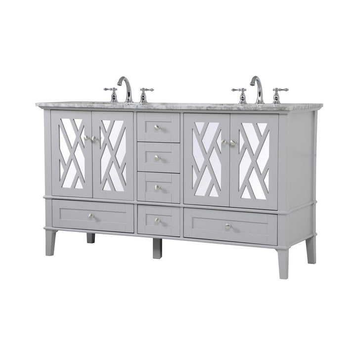 Elegant Lighting VF30260DGR Luxe Double Bathroom Vanity Set Plumbing Gray