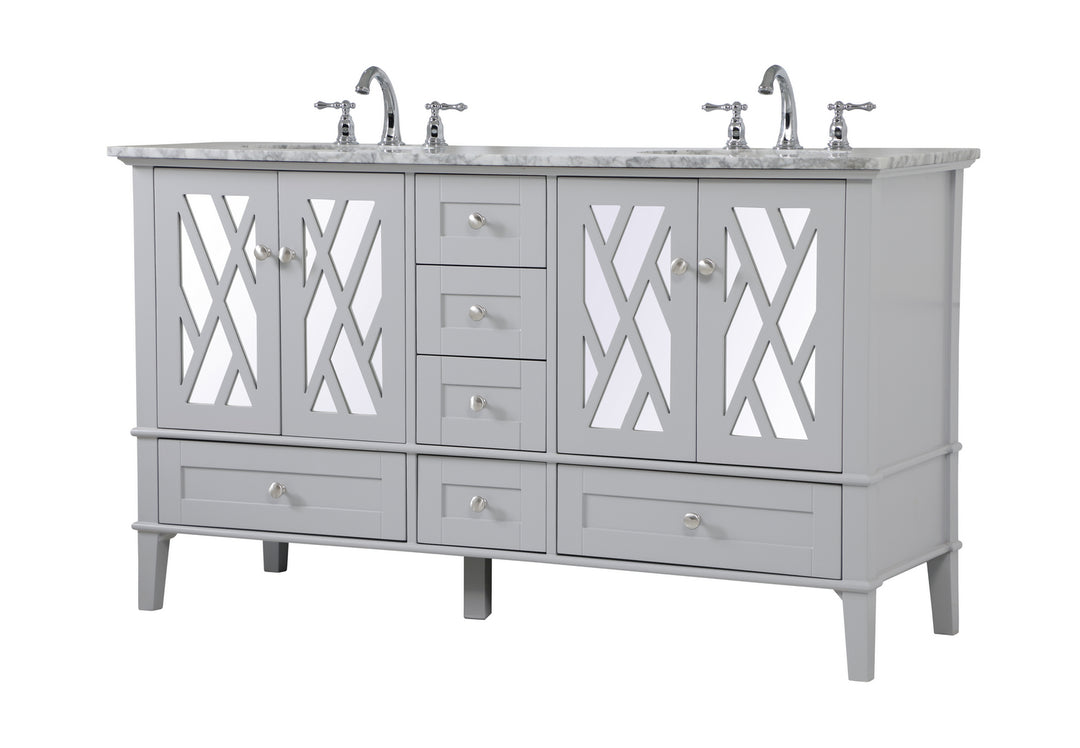 Elegant Lighting VF30260DGR Luxe Double Bathroom Vanity Set Plumbing Gray