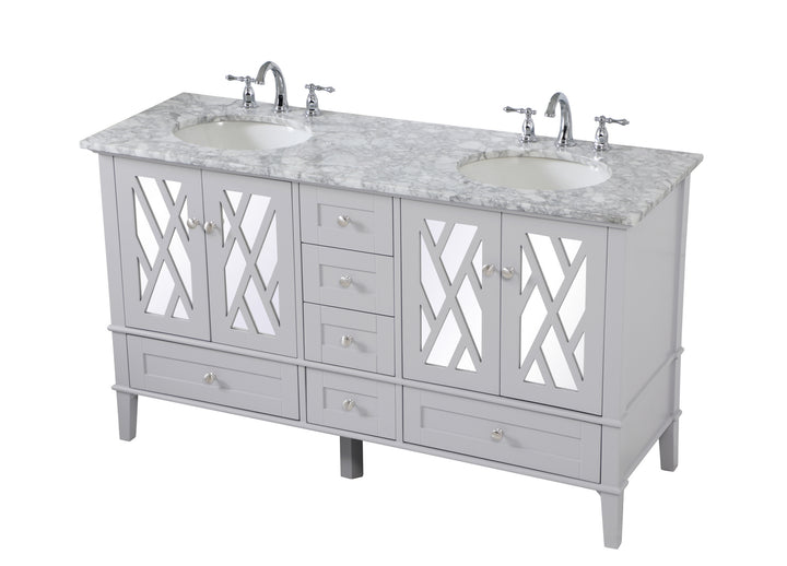 Elegant Lighting VF30260DGR Luxe Double Bathroom Vanity Set Plumbing Gray