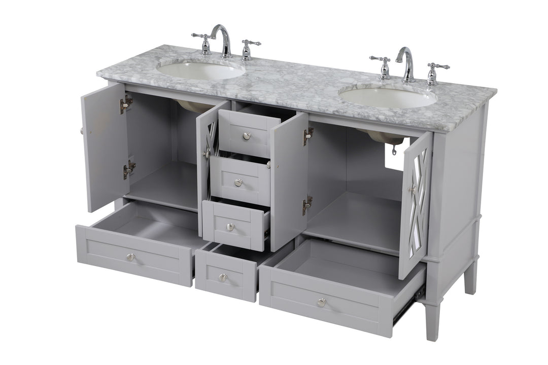 Elegant Lighting VF30260DGR Luxe Double Bathroom Vanity Set Plumbing Gray