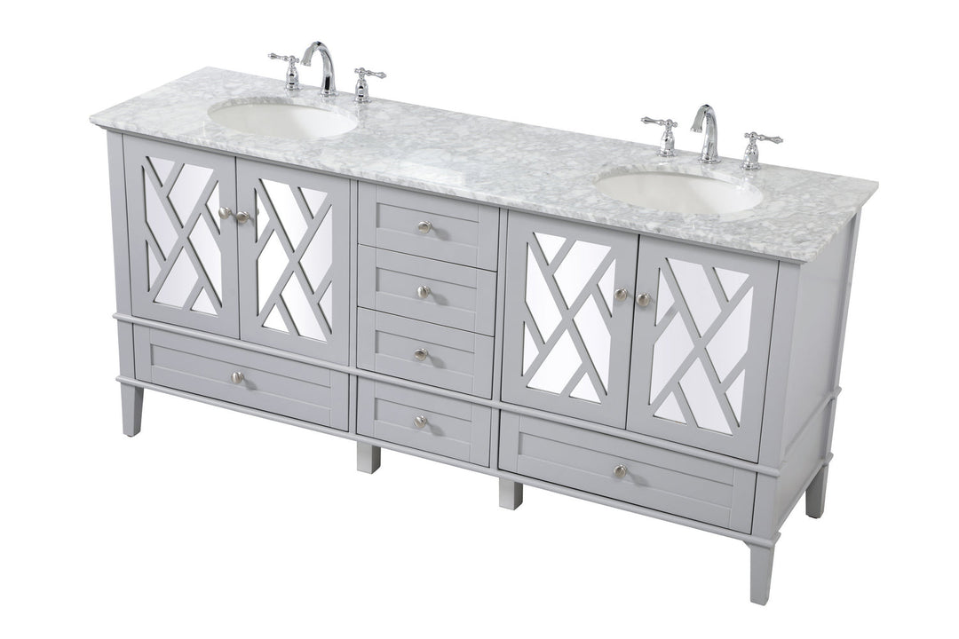 Elegant Lighting VF30272DGR Luxe Double Bathroom Vanity Set Plumbing Gray