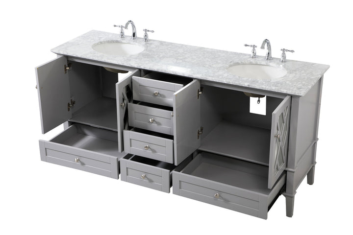 Elegant Lighting VF30272DGR Luxe Double Bathroom Vanity Set Plumbing Gray