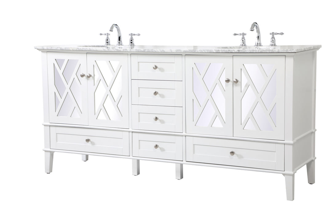 Elegant Lighting VF30272DWH Luxe Double Bathroom Vanity Set Plumbing White